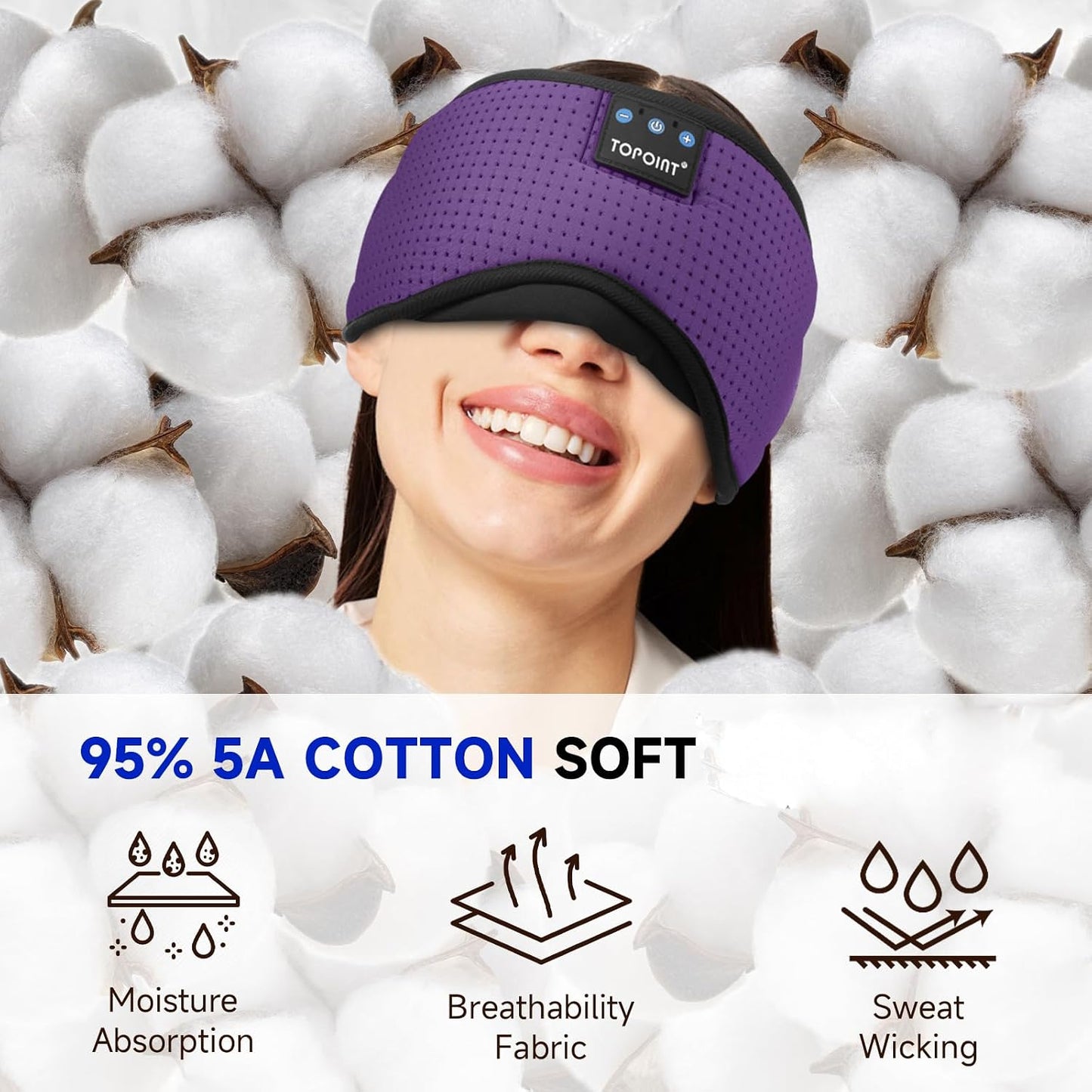 TOPOINT Sleep Mask with Headphones Bluetooth 5.4 Wireless, Sleep Headphones Earphones Earbuds with Microphone HD Speakers Music, Blackout Eye Mask for Sleeping Travel Meditation Men Women Cool Gadgets