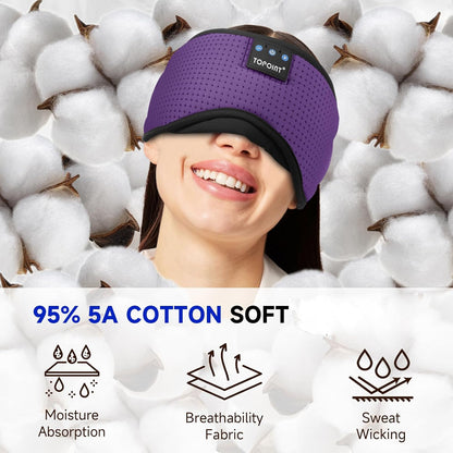 TOPOINT Sleep Mask with Headphones Bluetooth 5.4 Wireless, Sleep Headphones Earphones Earbuds with Microphone HD Speakers Music, Blackout Eye Mask for Sleeping Travel Meditation Men Women Cool Gadgets