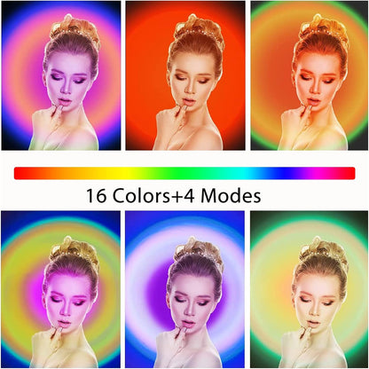 Sunset lamp Projector, Sunset Projection lamp. 6W LED 180 Degree Rotating Wireless App Control and Remote Control Sunset Light with Multiple Colors, Sunset lamp Bedroom Decor, 16 Color Changing.…