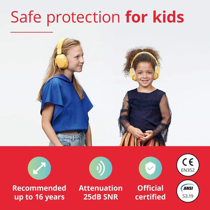 Alpine Muffy Kids - Hearing Protection - CE & ANSI Certified - Adjustable for Ages 3-16 years - Noise Cancelling Headphones - 25dB Sound Reduction Ideal for Protection and Concentration Aid – Black