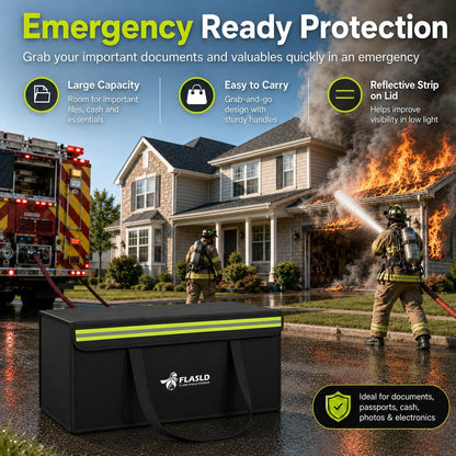 FLASLD Large Fireproof Document Bags, 24x12x12” Waterproof Storage Firesafe Bag, Fireproof Folder Safe Box for Cash, Valuables & Passport, Silicone Coating & Zipper Closure