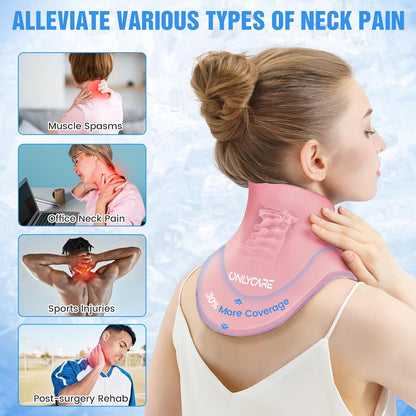 ONLYCARE Neck Ice Pack Wrap Gel - Upgraded Ice Packs for Neck Reusable, Hot and Cold Compress, Relief of Pain, Swelling, Sprains, Office Pressure