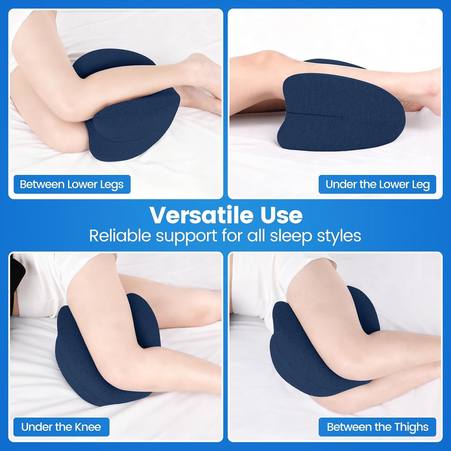 Knee Pillow for Side Sleepers, High-Density Memory Foam Leg Pillow for Side Sleeping, Heart-Shaped Design for Knees, Hips & Spinal Alignment, Grey