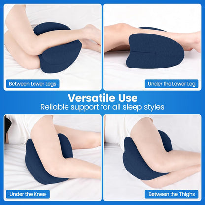 Knee Pillow for Side Sleepers, High-Density Memory Foam Leg Pillow for Side Sleeping, Heart-Shaped Design for Knees, Hips & Spinal Alignment, Grey