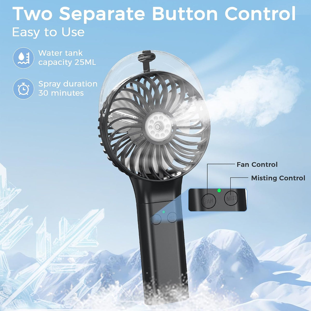 Portable Handheld Misting Fan, Nano-Mist Humidifier for Skincare & Makeup, 180° Foldable Desk Fan, Rechargeable Water Spray Fan for Disney Beach Cruise Essentials, Summer Gifts for Women Man Girls