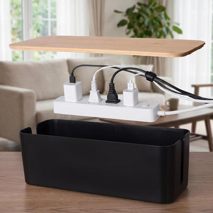 Tuwechen Cable Management Box, Wooden Style Large Cord Organizer Box