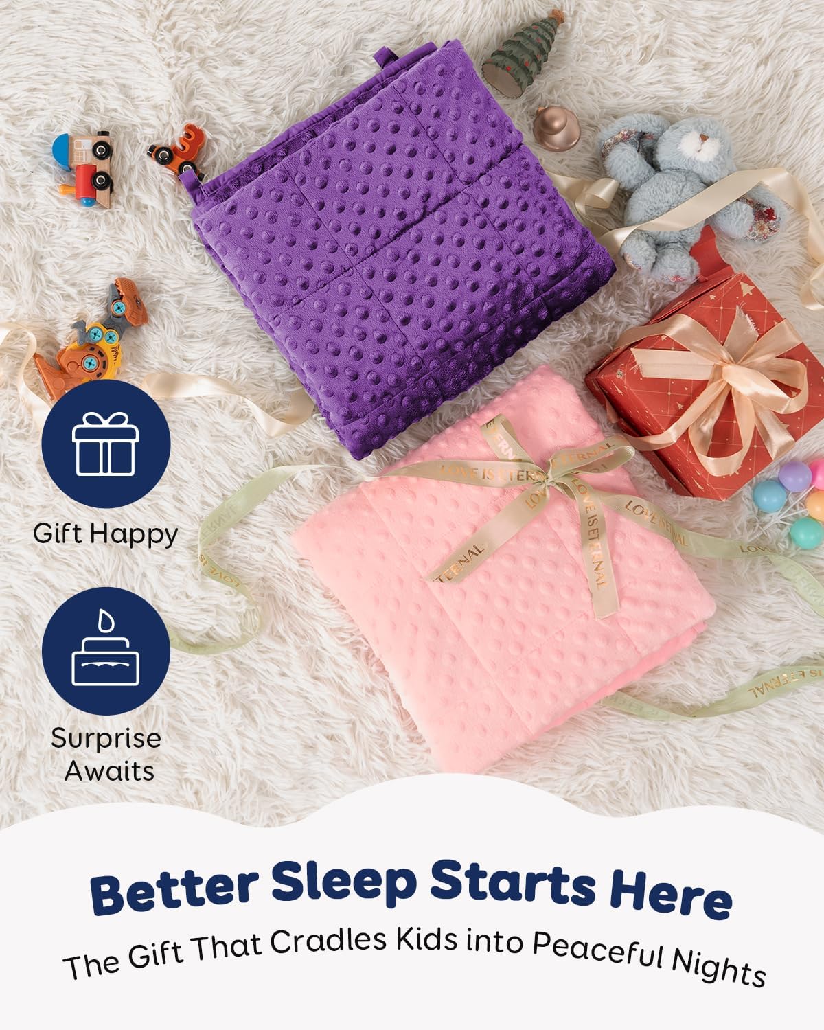 Kivik 2 lbs Weighted Lap Pad, Ultra Soft Minky Dotted Heavy Blankets Throw for Better Study Relaxing & Sleeping, Machine Washable, 20 x 30 Inches, Purple