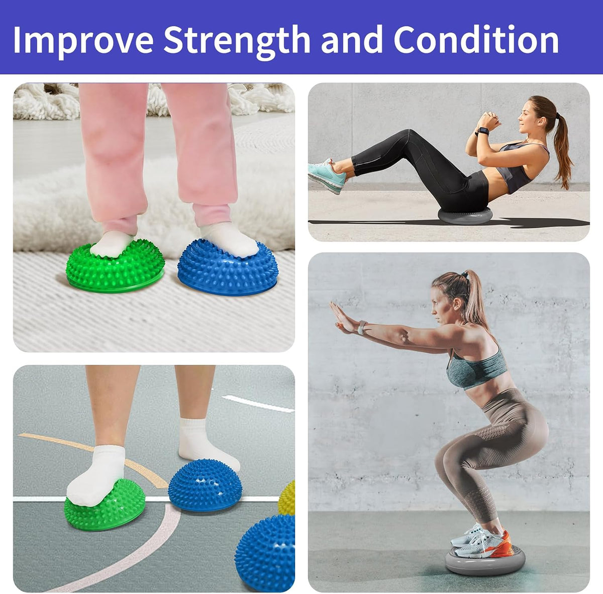 biguphate Wobble Cushion Set with Hedgehog Balance Pods & Pump