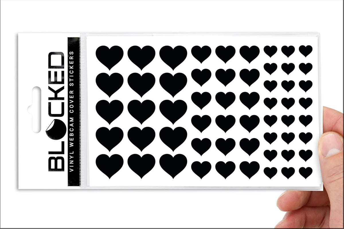 Blocked Original Vinyl Webcam Cover Stickers | Restickable & Stackable Privacy Covers | for All Camera-endable Devices | 3-Sizes | 57 Black Tabbed (Muted Matte)
