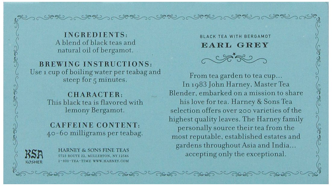 Harney & Sons Earl Grey Tea - 50 Individually Wrapped Tea Bags - Black Tea with Bergamot