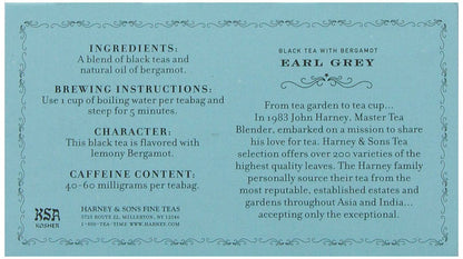 Harney & Sons Earl Grey Tea - 50 Individually Wrapped Tea Bags - Black Tea with Bergamot