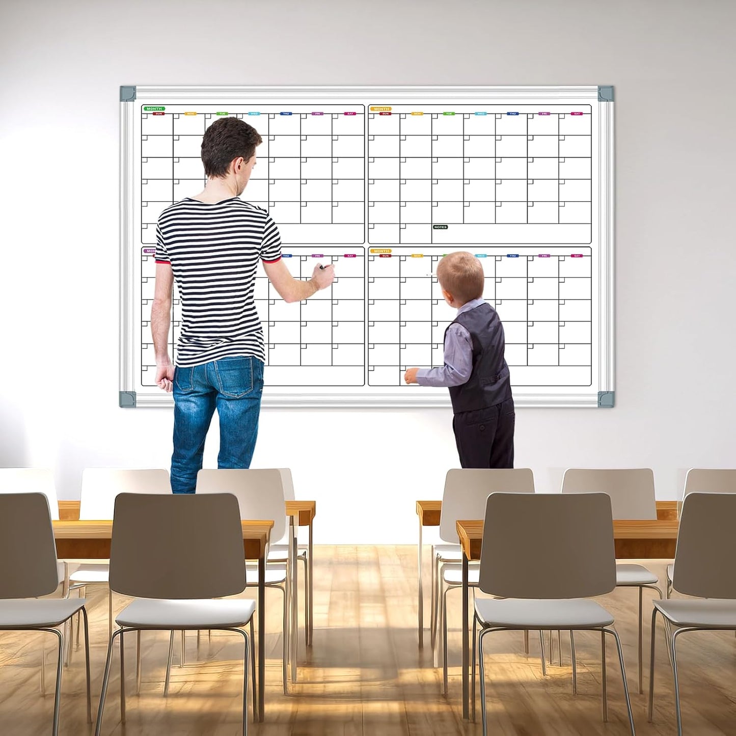 Magnetic Dry Erase Board Calendar for Wall 36" x 24", Monthly Calendar Whiteboard for Wall, Planning Board Bulletin Board Portable Board for Office, School, Home, Kitchen, Planning, Memo