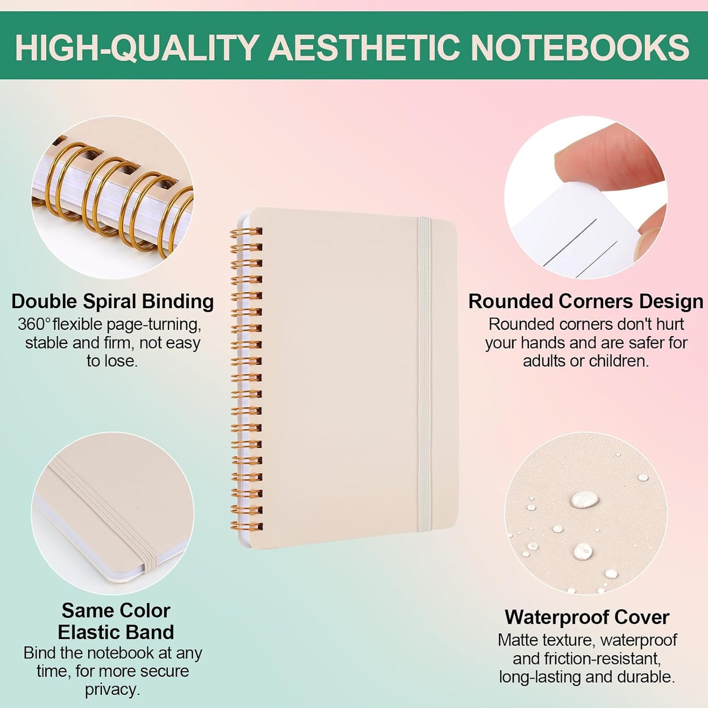 Utron 3 PCS Small Spiral Notebook 5x7, Notebooks for Note Taking, Morandi Spiral Journal Notebook, Work Notebook Small Notebooks 5x7 with Strap, Cute Notebooks for Women 70 Sheets/Note Books