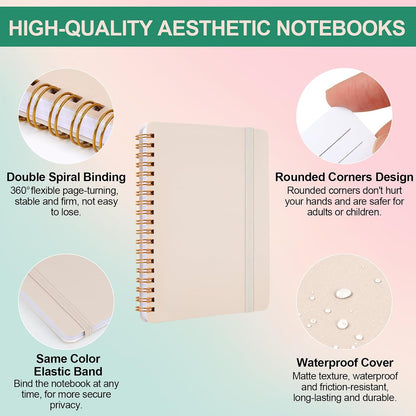 Utron 3 PCS Small Spiral Notebook 5x7, Notebooks for Note Taking, Morandi Spiral Journal Notebook, Work Notebook Small Notebooks 5x7 with Strap, Cute Notebooks for Women 70 Sheets/Note Books