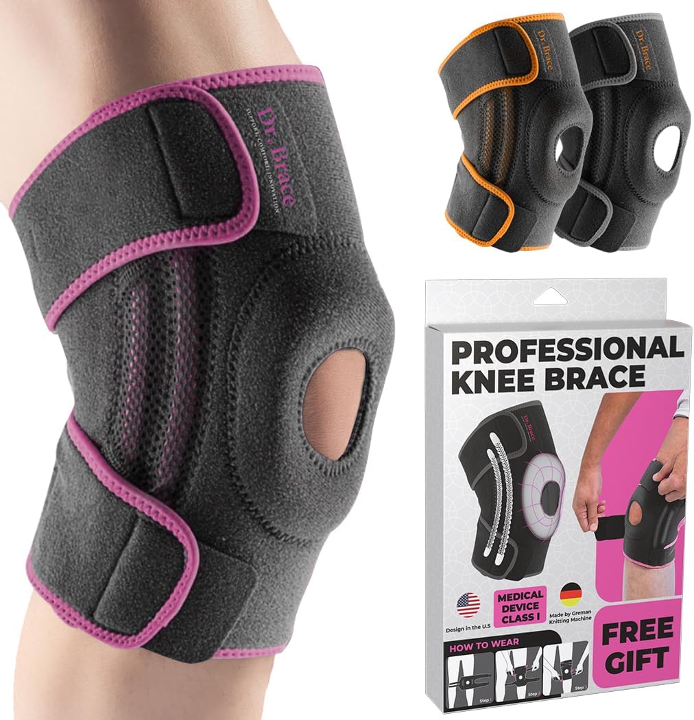 DR. BRACE ELITE Knee Brace with Side Stabilizers & Patella Gel Pads for Maximum Knee Pain Support and fast recovery for men and women-Please Check How To Size Video (Mercury, Medium)