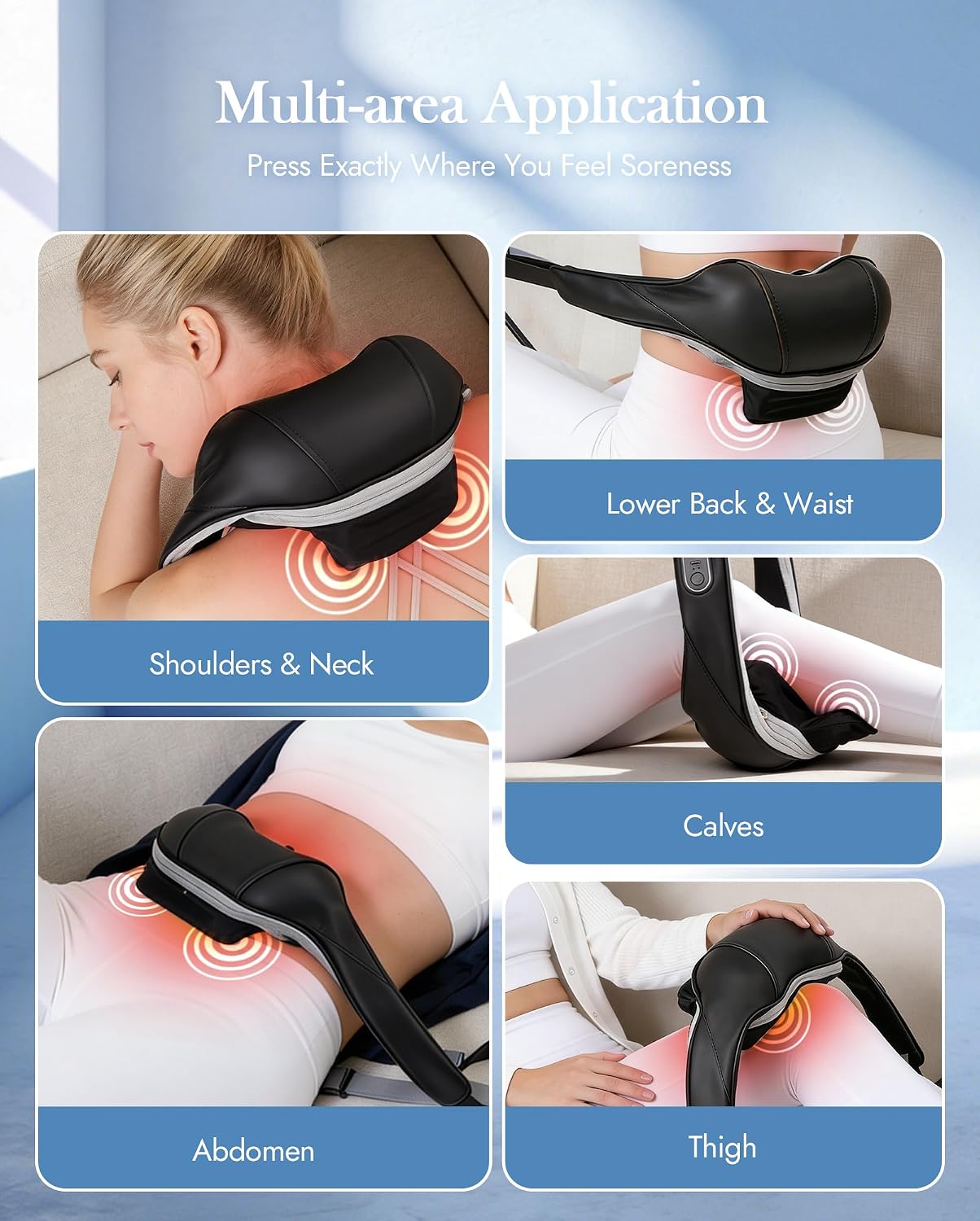 Neck Massager with Heat Cordless: Shiatsu Back Shoulder Massage Tools for Pain Relief Deep Tissue Electric 4D Kneading for Muscle Remedy Lymphatic Drainage Gifts for Men Women Mom Dad (Black)