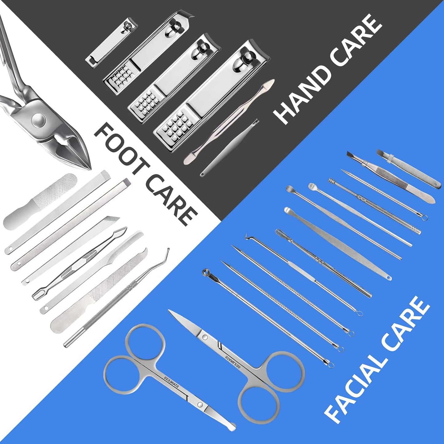Manicure Set 30 in 1 Nail Clipper set, REDFLOW nail clippers, fingernail & toenail clippers, Manicure Tools, pedicure tools, Suitable for Travel Manicure Kit, Nail Set Kit With Everything Profe