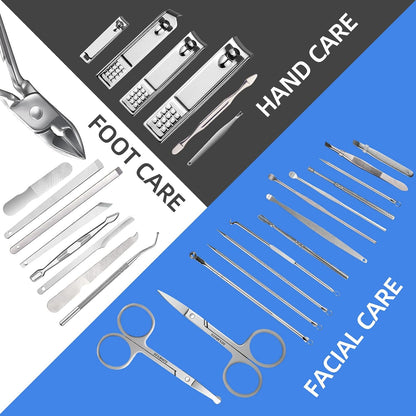 Manicure Set 30 in 1 Nail Clipper set, REDFLOW nail clippers, fingernail & toenail clippers, Manicure Tools, pedicure tools, Suitable for Travel Manicure Kit, Nail Set Kit With Everything Profe
