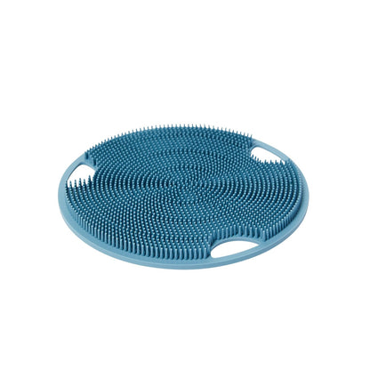 Boie USA Flat Body Scrubber - Soft Silicone-Like Exfoliating Shower Scrubber & Body Cleansing Brush - Stick-to-Wall Loofah Replacement - Antimicrobial Exfoliator for All Skin Types (Blue)