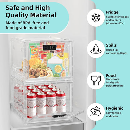 HOLYHY Medication Lock Box with Code, 10 Qt Large Medicine Lock Box for Medication, Clear Lockable Storage Box for Pills, Vitamins, Snacks, Phones, Fridge, Pantry, Dorm, Office and Home