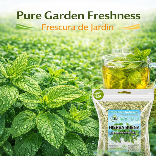 Spearmint Herbal Tea (Hierba, Yerba-Buena) - 4 oz (113g) - Authentic 100% Natural Dried Mentha Spicata Leaves - Caffeine-Free, Vegan & Non-GMO - Premium Loose Leaf - by BEXPERTSUSA