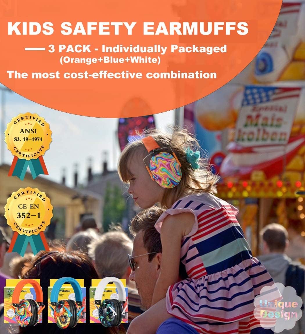 PROHEAR 032 Kids Ear Protection – Ear Muffs for Noise Reduction, 25NRR Noise Cancelling Headphones for Kids,Toddlers, Autism, Sensory Use, Hearing Protection – Orange