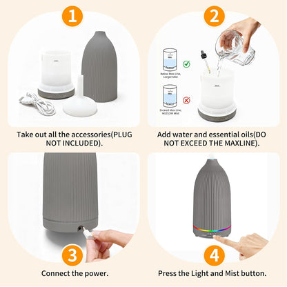 URPOWER 150ML Essential Oil Diffusers for Home, Ultrasonic Aromatherapy Diffuser with 7 Color Changing Lights, Timer & Auto Shut-Off, Scent Diffuser for Bedroom, Office, Yoga