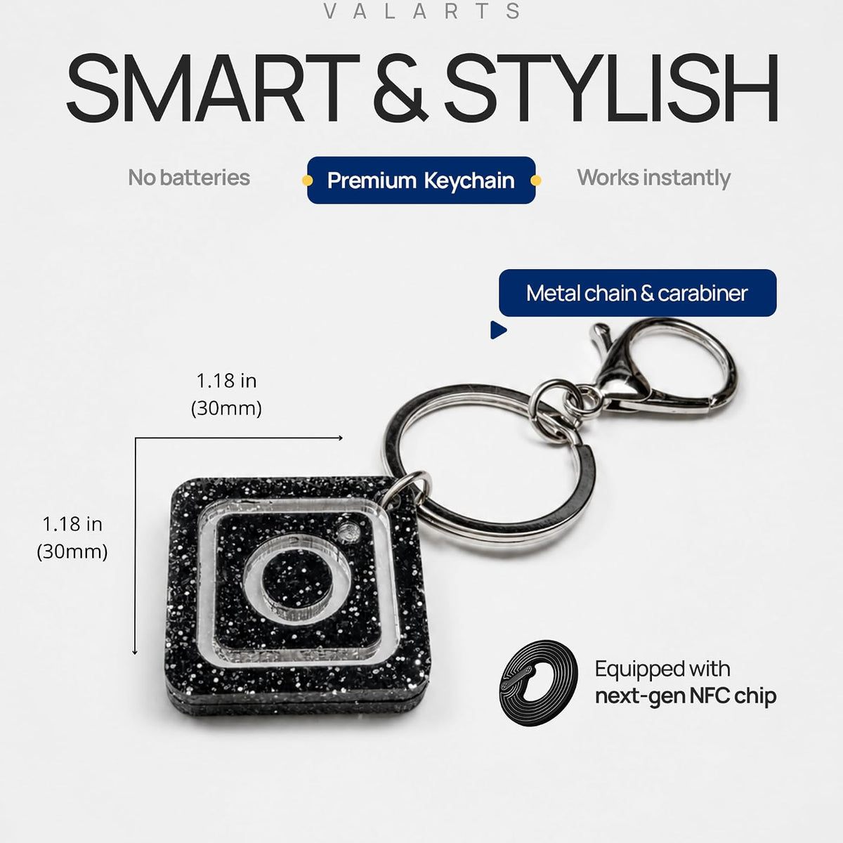 VTAG.ID NFC Digital Business Card Keychain - Tap to Share Contact & Social