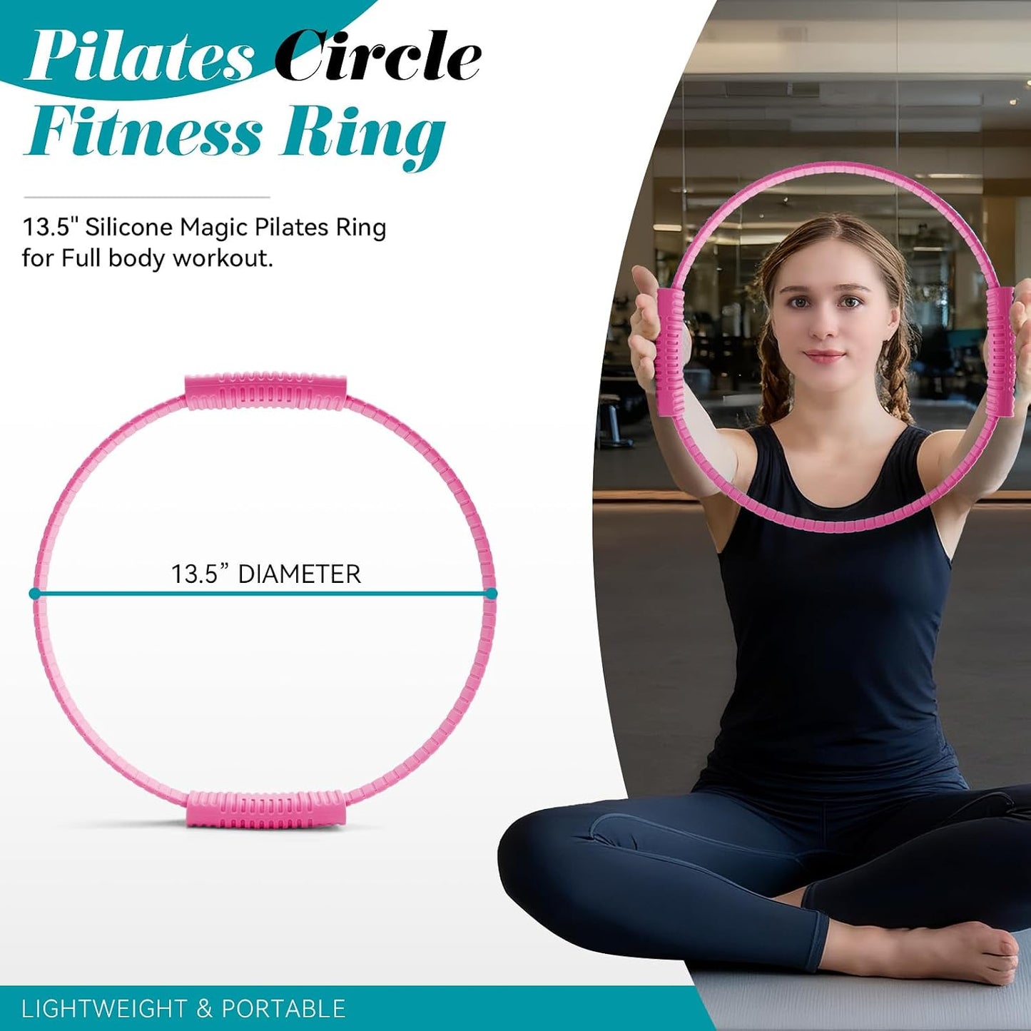 SUBCULTUREPICK Pilates Ring, Silicone Magic Pilates Rings, Lightweight & Durable Flexible Fitness Circle Exercise Equipment for Toning Arms, Thighs,Legs, Core,Yoga & Physical Therapy