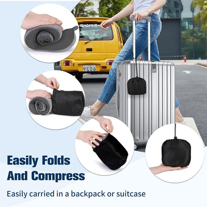 Cirorld Neck Pillow for Traveling, Travel Pillows for Airplanes,100% Pure Memory Foam Travel Neck Pillow, Adjustable Flight Pillow, Portable Plane Accessories with Eye Mask, Earplugs, Carry Bag