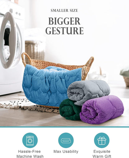 Cottonblue Weighted Lap Blanket 7lbs, Cozy Luxury Crystal Velvet Weighted Blanket for Adults, Small Weighted Blanket for Relaxation, Sleeping, Travel, Grey, 29" x 24"