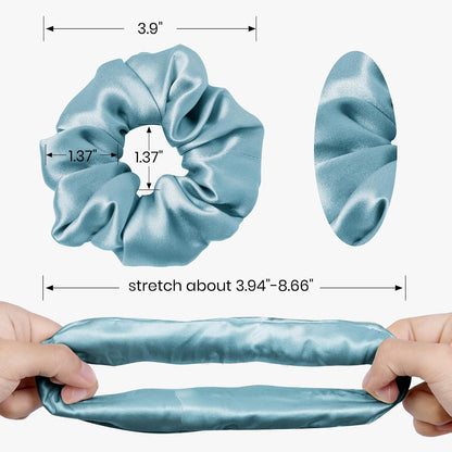 LILYSILK Silk Hair Scrunchies / Ties for Frizz & Breakage Prevention, 100% Mulberry, No Damage, Elastic ponytail Holders, 1Pc, Coffee - Colors B