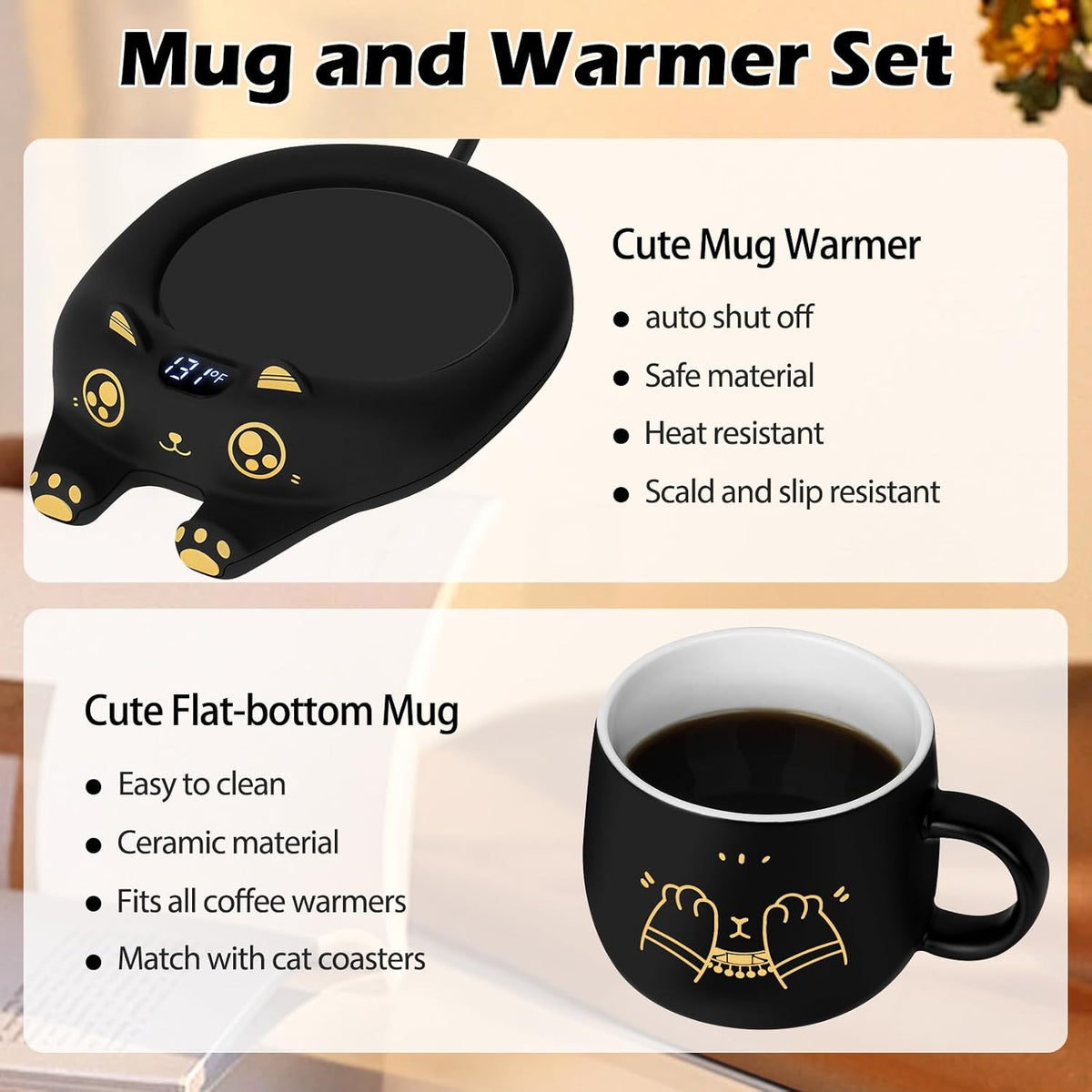 PUSEE Mug Warmer,Coffee Warmer for Desk Candle Warmer Auto Shut Off,Coffee Cup Warmer with 3 Temp Settings,Electric Beverage Warmer Plate for Coffee,Tea,Water Milk and Cocoa(Not Include Cup)