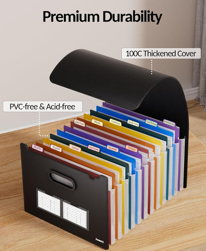 Sooez Accordion File Organizer, 13-Pocket Expanding File Folder Letter Size