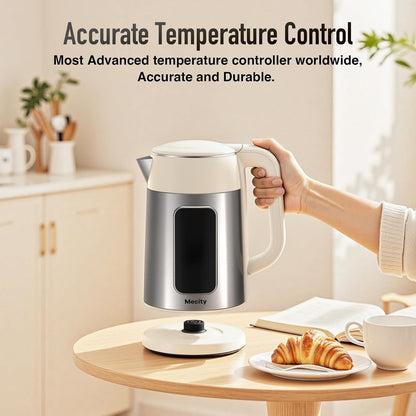 Mecity Electric Kettle 1.7L Touch Screen Temperature Control Water Boiler, No Plastic Contact with Water. 6 Preset Temperature Programs, 2 Hours Keep Warm, Auto Shut Off, Dark Grey