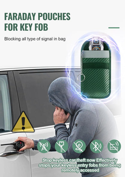 Faraday Pouch for Car Keys, Faraday Bag, Car RFID Signal Blocking Holder, Key Fob Protector, Key fob cage Block Signal Anti-Theft Fob Case (2 Pack)