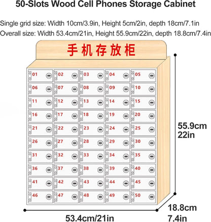 Wooden Phone Charging Stat for Classroom Wall Mounted nizer with 50 Slots Portable Cell Phone Sto Rack for School Office and Home Use