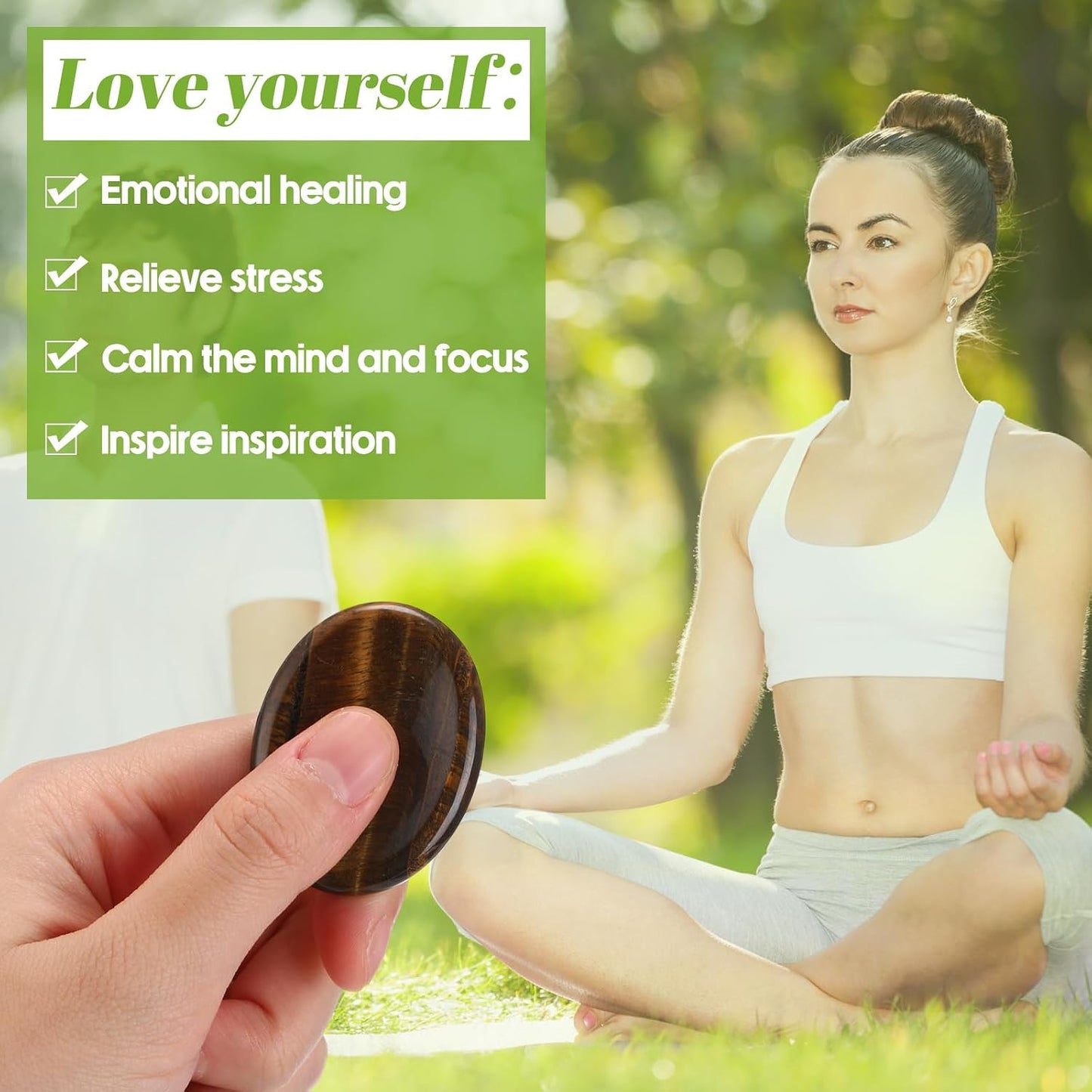 Fumete 18 Pcs Thumb Worry Stone for Anxiety Chakra Crystals Oval Chakra Stones Amethyst Tigers Eye Crystal for Anxiety Stress Relief Meditation Office Stress Yoga Crystal Spiritual Gift (Mixed Set)