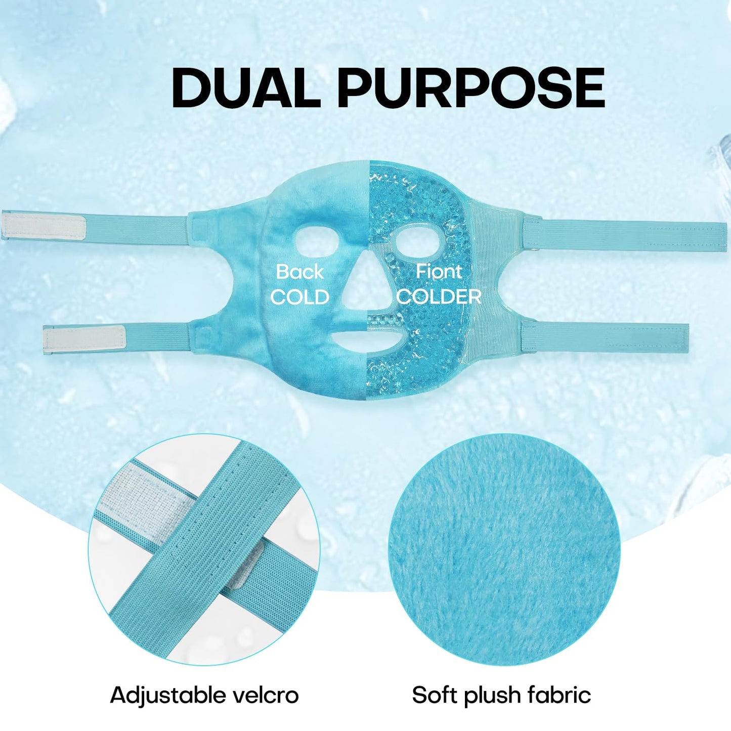 ZNÖCUETÖD Cold Face Ice Mask Facial Ice Pack, Hot Cold Compress for Face