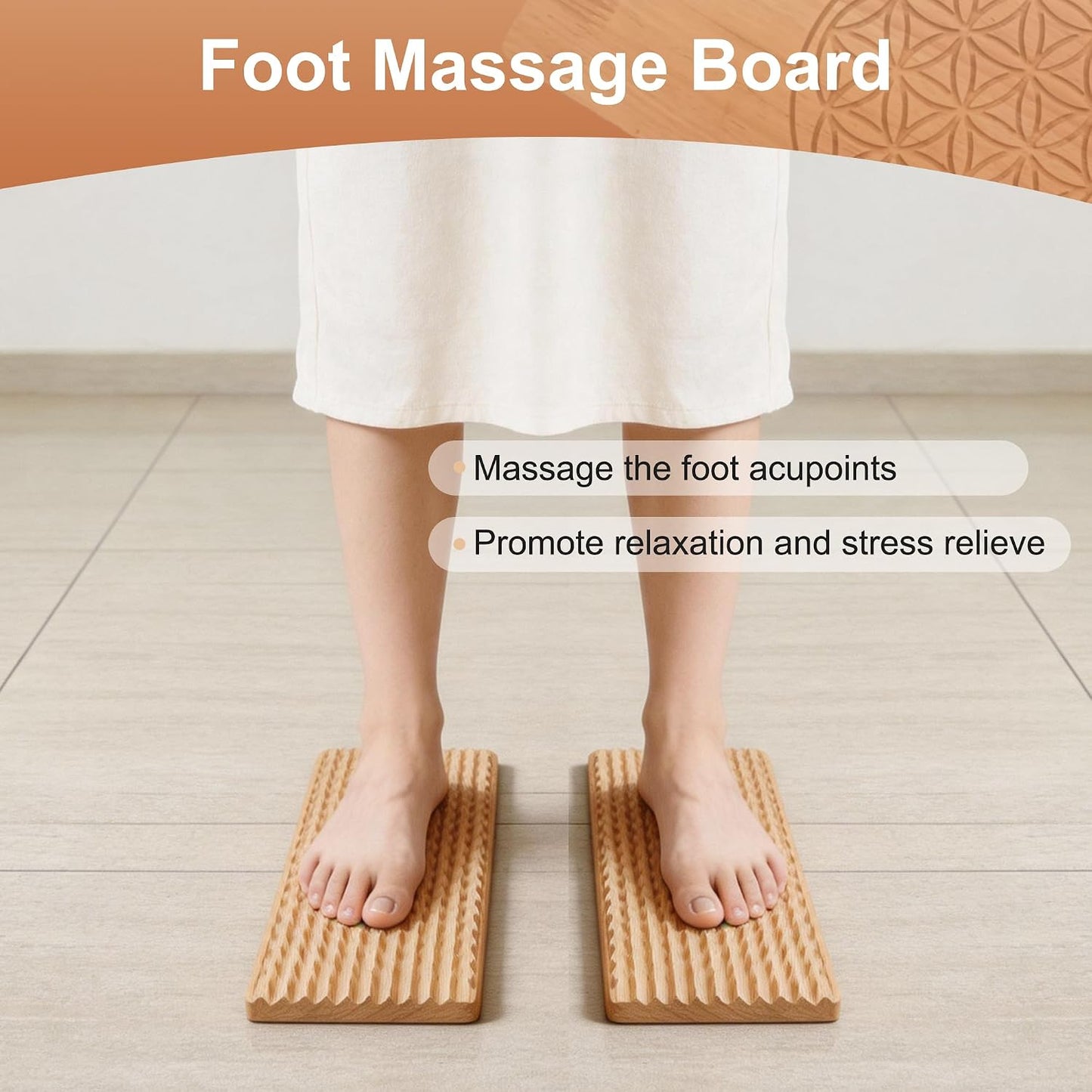 Sadhu Board for Beginners - Pine Wood Nail Boards for Feet, Light Compact Acupuncture Massage Foot Board Acupressure Mat for Yoga and Meditation, 12.6x5.5x0.5 Inches, 1 Pair (2Pcs)