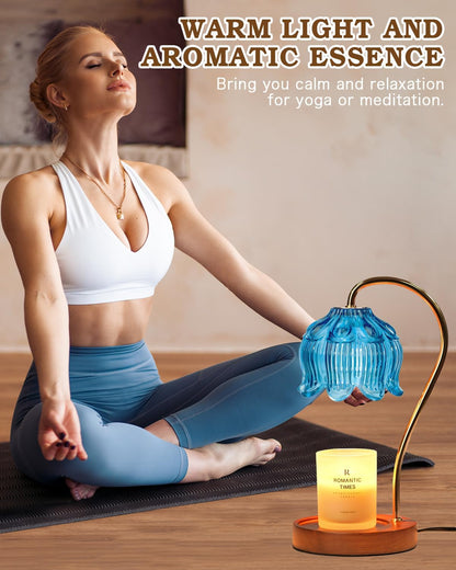 Funistree Flower Candle Warmer Lamp with Timer, Dimmable Candle Lamp Warmer, Christmas Birthday Gifts for Women Mom Her, Housewarming Home Decor, Lotus Wax Warmer for Yankee Candles - Lily Amber