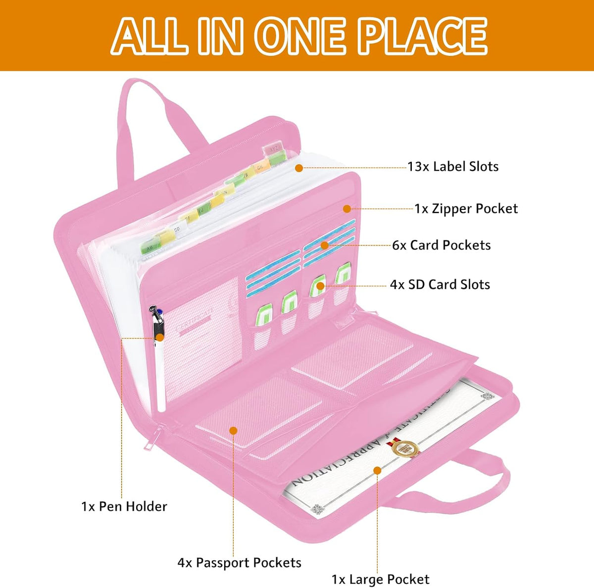 onvvippiv Important Document Organizer Folio Accordion File Organizer