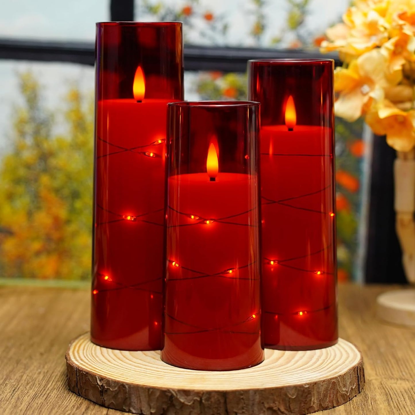 Nimiko Flickering Flameless LED Candles,Battery Operated Candles 24 Pcs with Embedded Star String,Acrylic LED Pillar Candles with Remote,Suitable for Home Decoration to Create an Atmosphere (White)