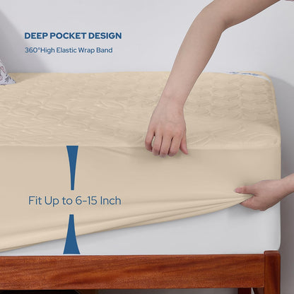 BEDLORE Waterproof Mattress Protector, King Size Mattress Pad with Deep Pocket 6"-18" Depth, Soft Noiseless Dirt-Proof Bed Mattress Cover Washable for Home, Bedroom, Hotel (Gray)