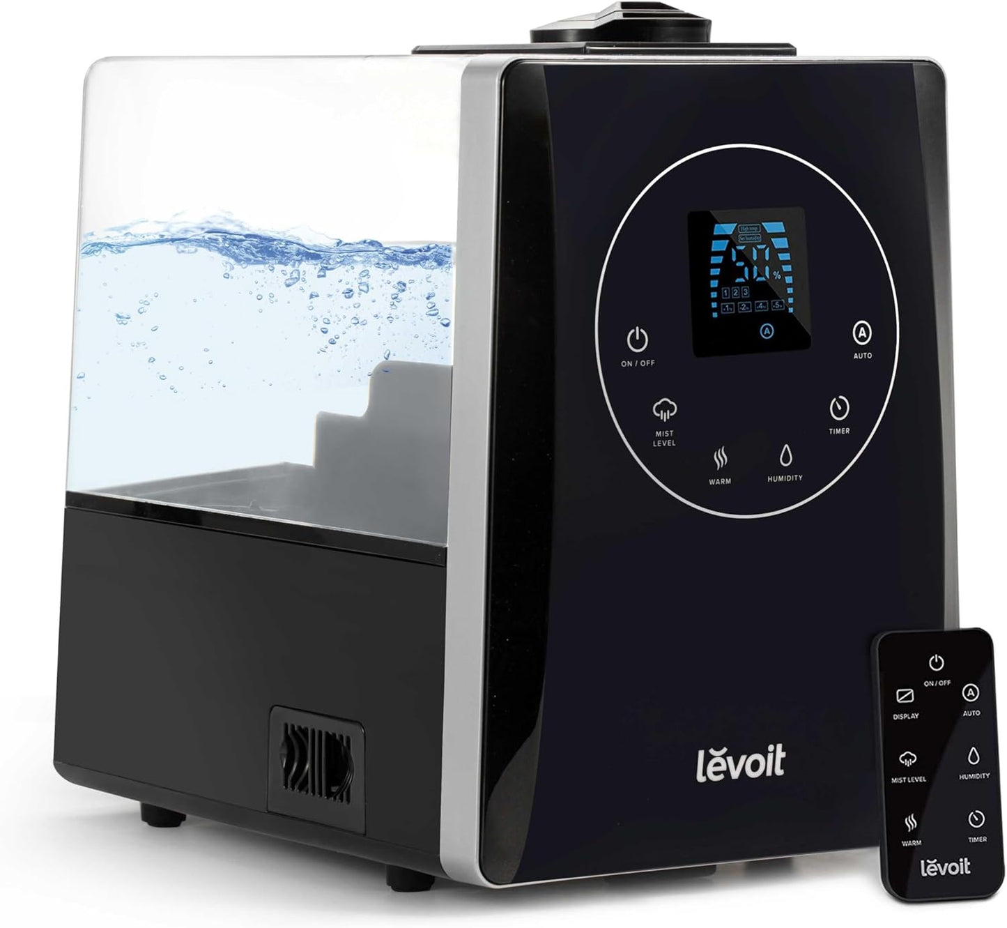 LEVOIT Humidifiers for Bedroom Home, Smart Warm and Cool Mist Air Humidifier for Large Room, Auto Customized Humidity, Fast Symptom Relief, Easy Top Fill, Essential Oil, Quiet, OasisMist4.5L, White