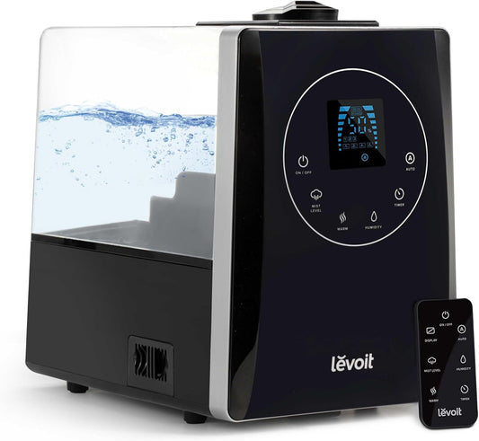 LEVOIT Humidifiers for Bedroom Home, Smart Warm and Cool Mist Air Humidifier for Large Room, Auto Customized Humidity, Fast Symptom Relief, Easy Top Fill, Essential Oil, Quiet, OasisMist4.5L, White