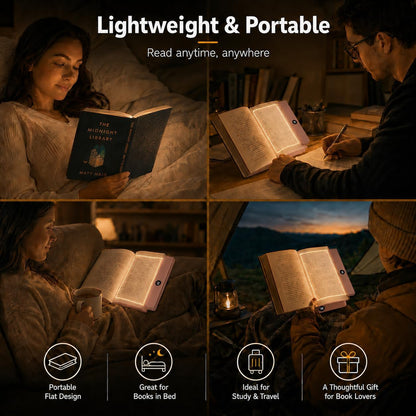 Smart 2 in 1 LED Book Light & Night Light, with 3 Colors, Stepless Dimming