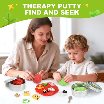 2 Pack Therapy Putty for Kids – Farm & Forest Theme Sensory Putty with Medium and Soft Resistance, Occupational Therapy Putty for Hand Exercises, Fine Motor Skills, Autism Sensory Play
