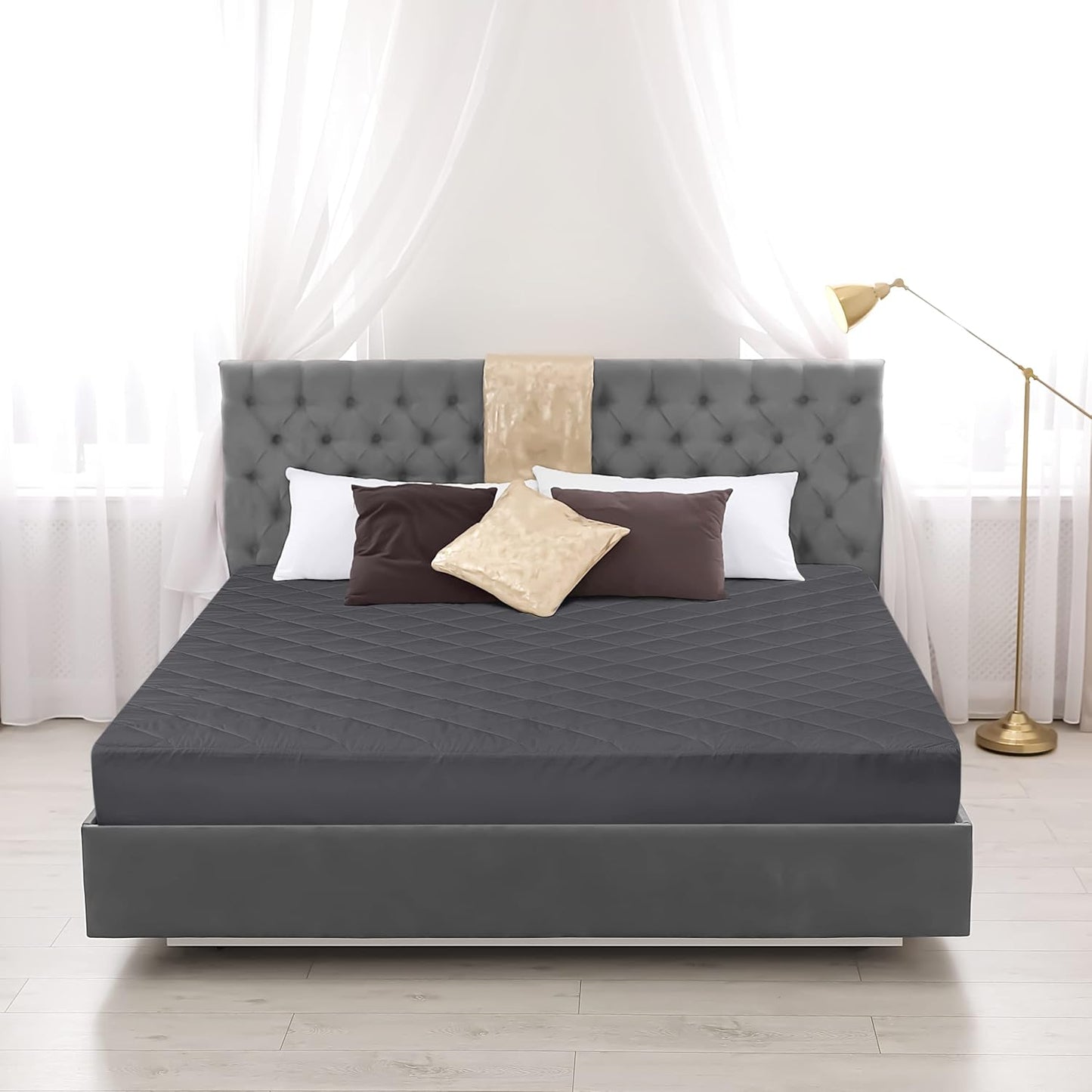 Quilted Fitted Mattress Pad, Queen Mattress Protector Topper with Deep Pocket Stretches up to 16 Inches, Machine Washable Mattress Cover by Utopia Bedding (White)