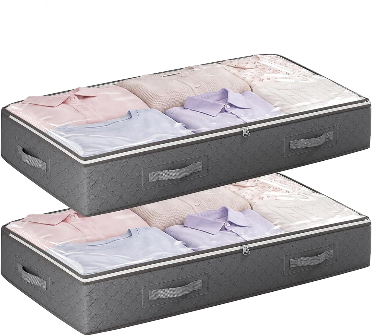 Budding Joy 95L Under Bed Storage Containers, 4 Pack Closet Organizers Grey